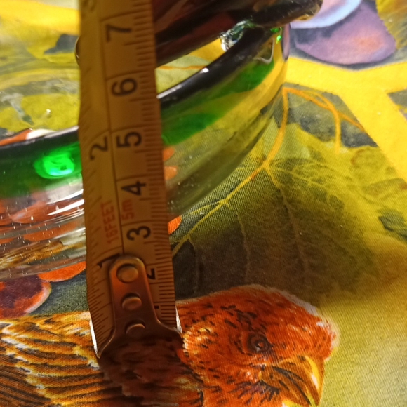 Handblown Glass Bowl with HandBlown Chilli Pepper 6" x 2" Green Rim Kitchen Art - Picture 5 of 10